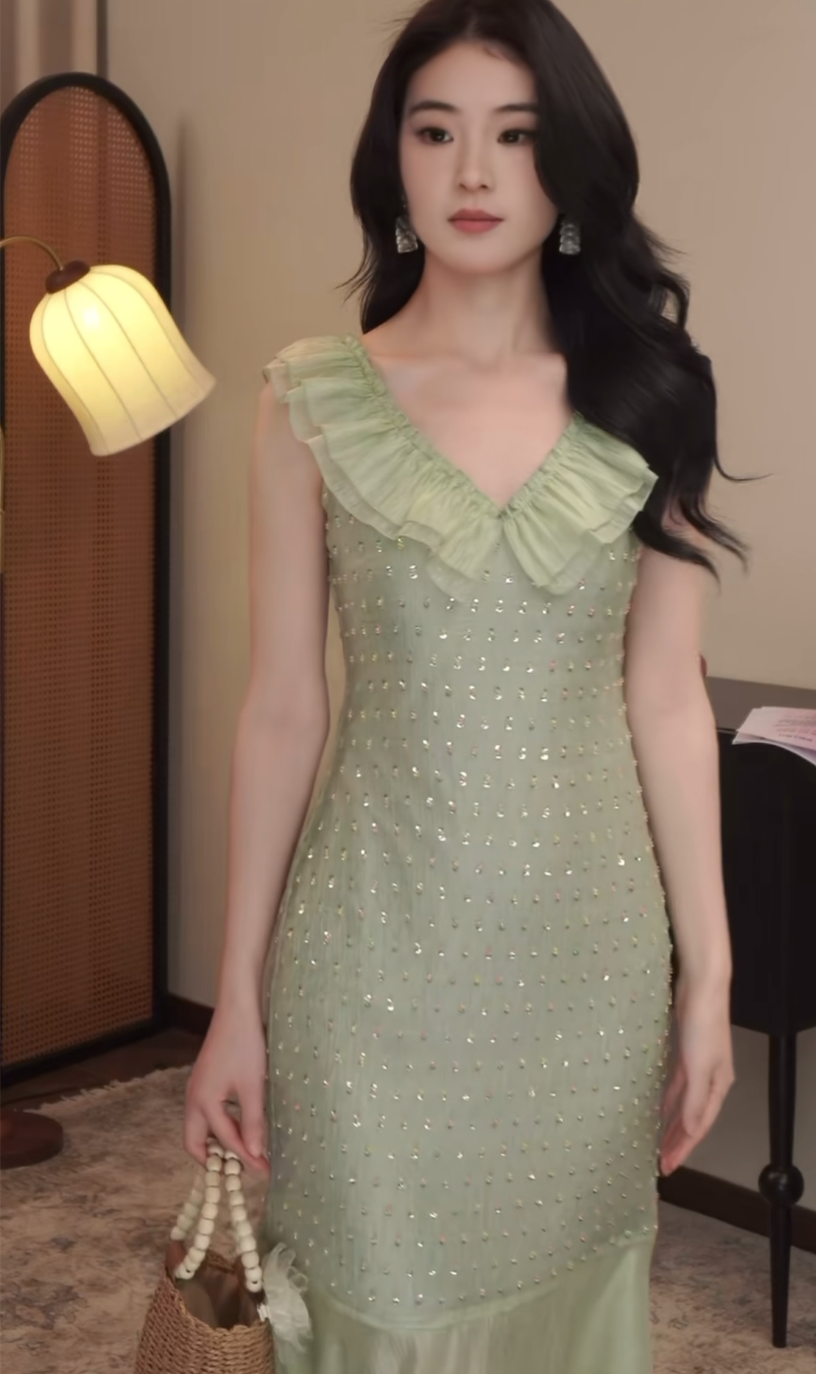 【dress】スパンコール付きマーメイドワンピース　N2987