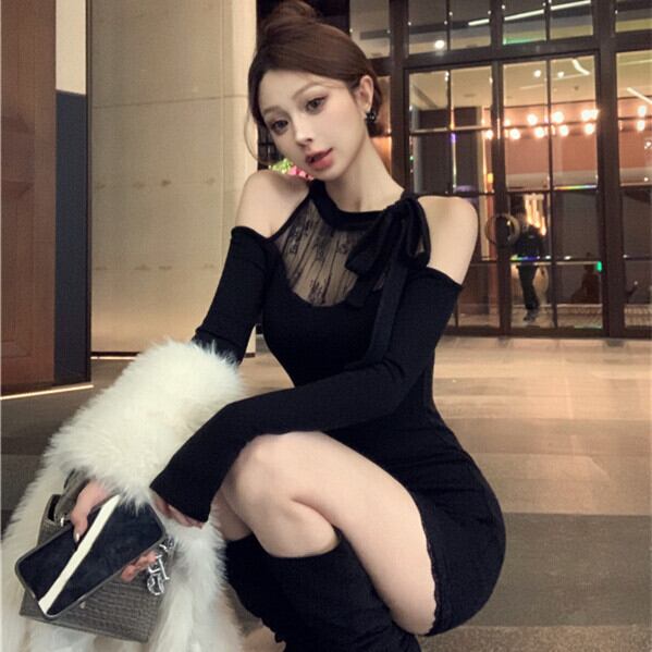 【dress】レースドッキングワンピース　M28189