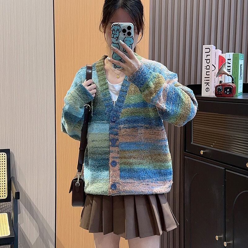 【outer】Vネックニットカーデ　M18515