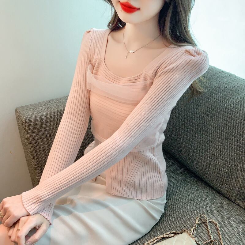 【tops】チュールドッキングニットトップス　M27555