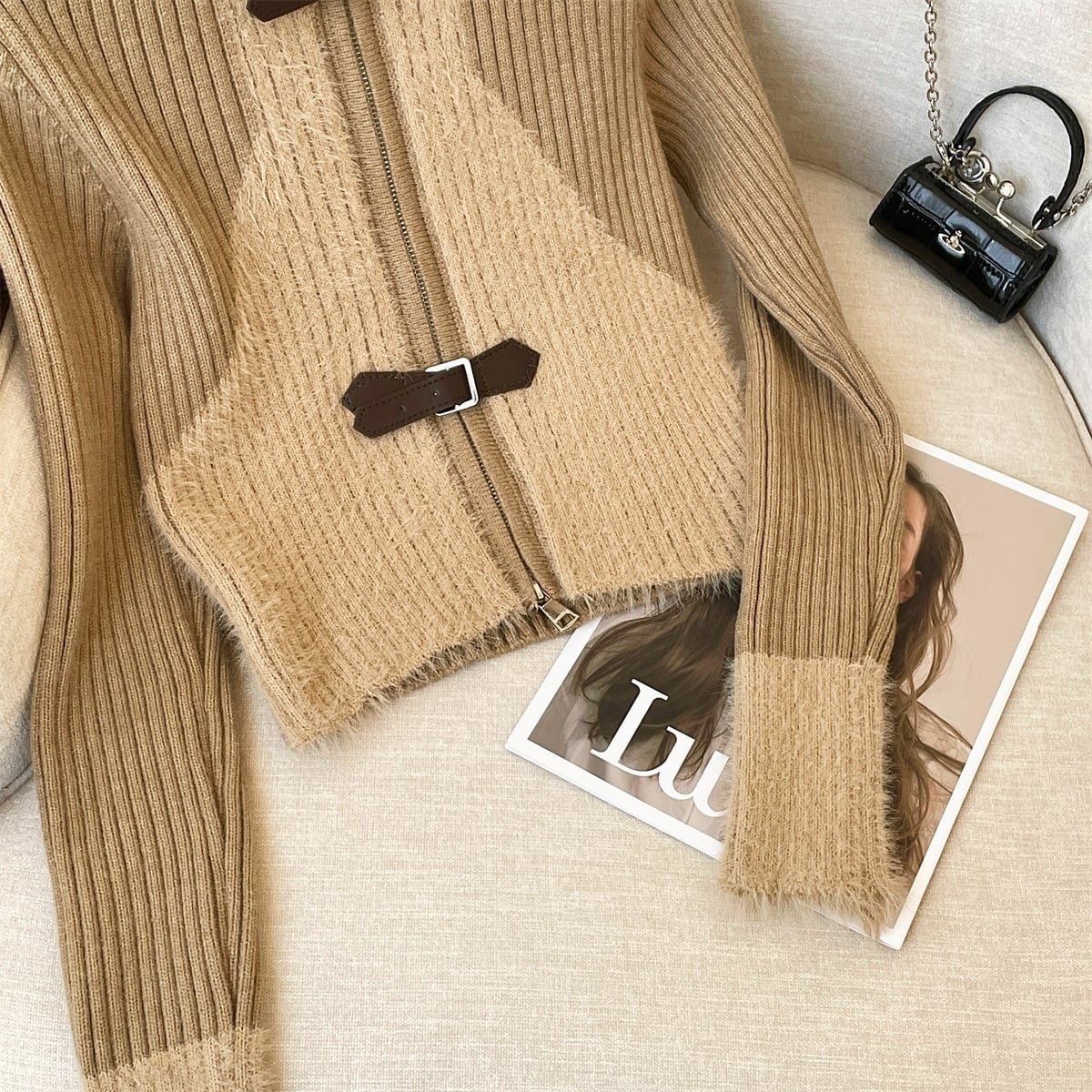 【outer】ファスナーニットカーデ　M29163
