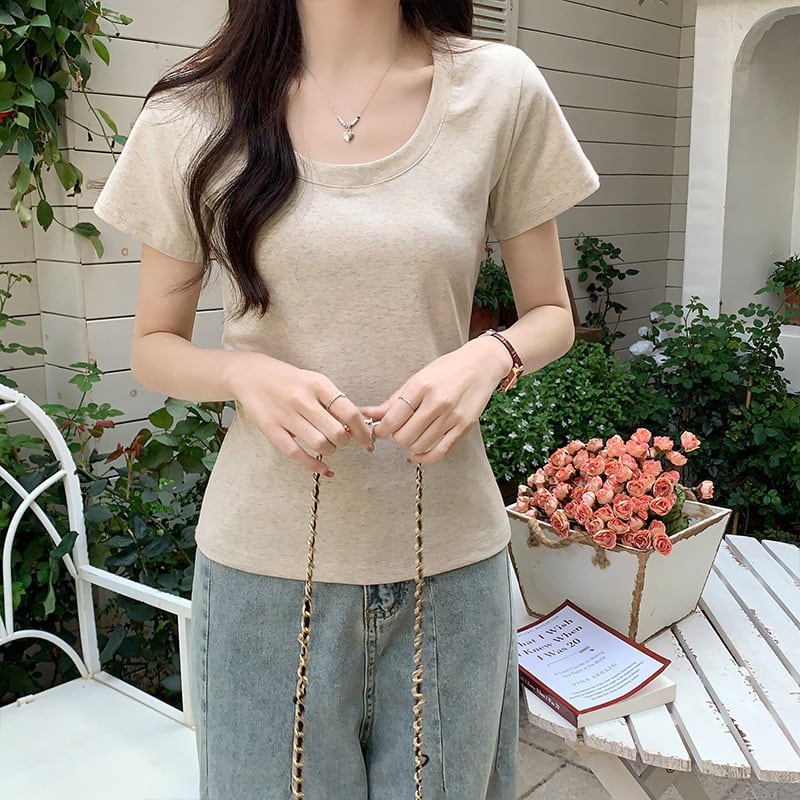 【tops】3色UネックＴシャツF7501