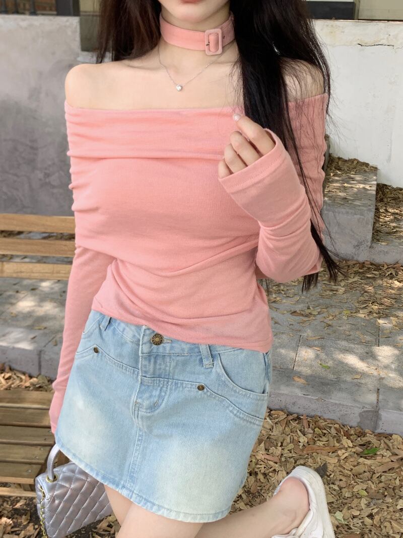 【tops】オフショルダーニットトップス　M28638