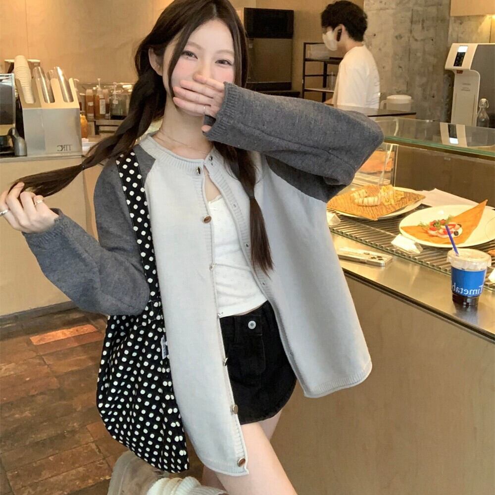 【outer】配色ニットカーデ　M28796