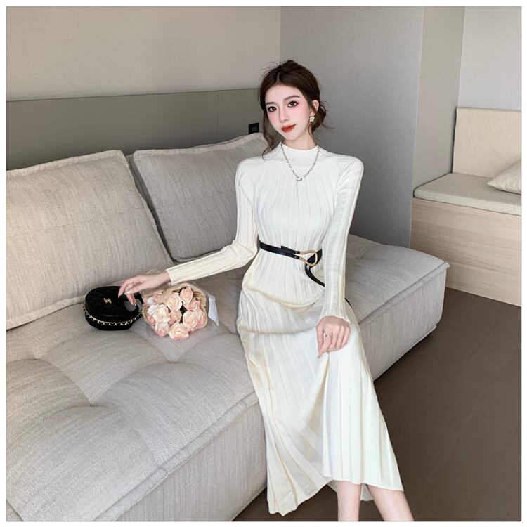 【dress】ニットワンピースベルト付き　M27464