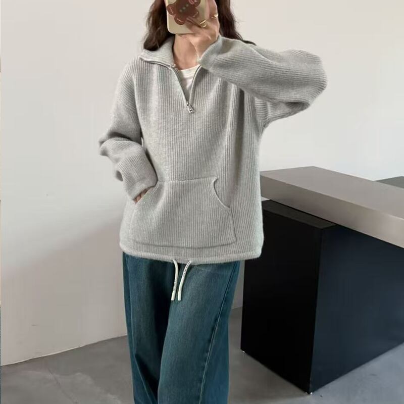 【tops】ポケット付きニットトップス Q7173