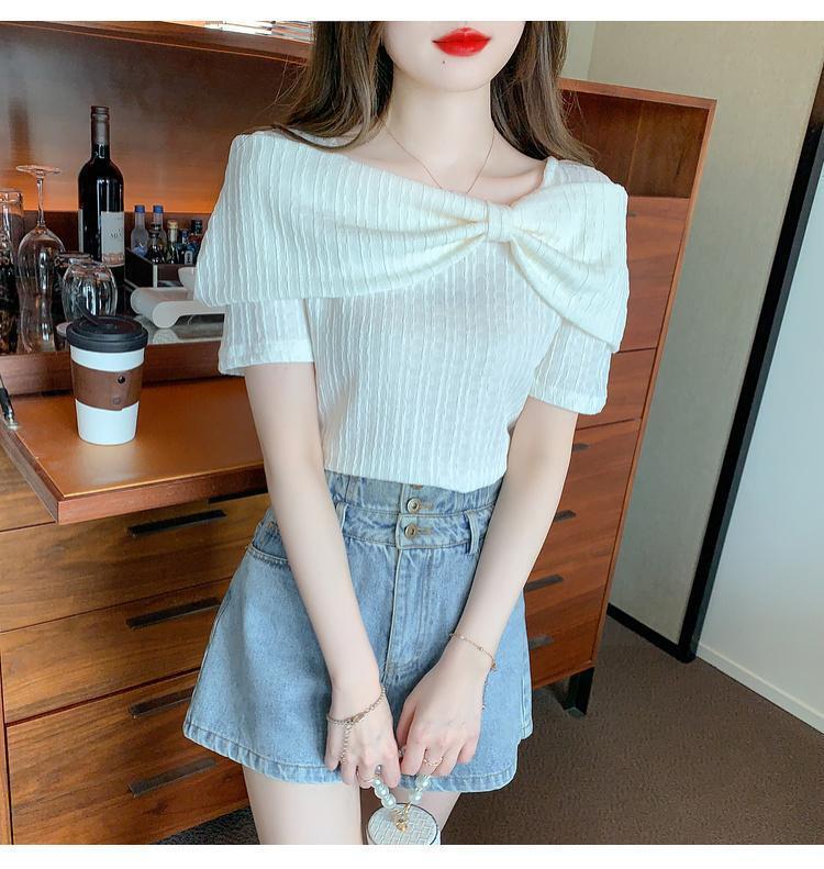 【tops】ボウタイ半袖ブラウスF7452