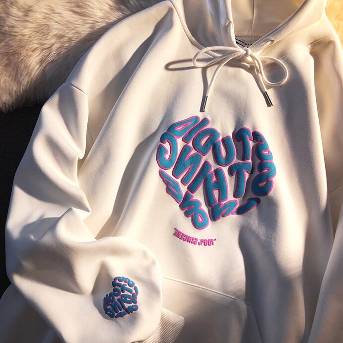 【tops】韓国ファッションINS風フード付き長袖英字柄配色ゆったり着回しF0805