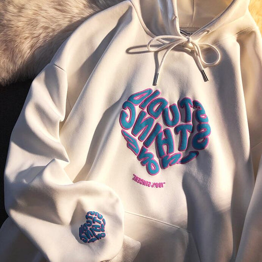 【tops】韓国ファッションINS風フード付き長袖英字柄配色ゆったり着回しF0805