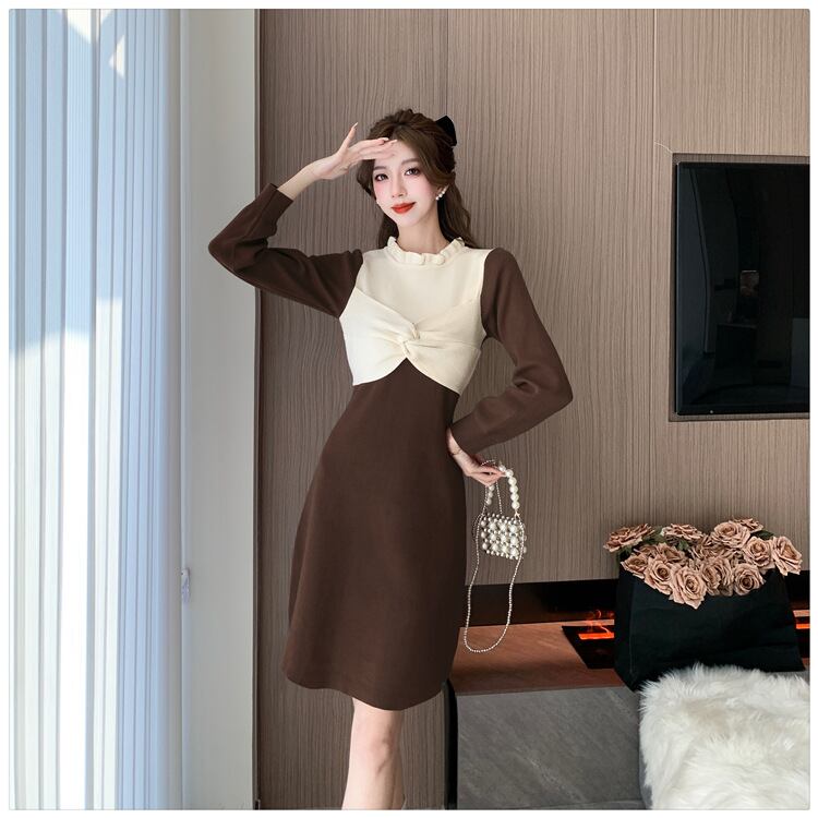 【dress】リボン付ニットワンピース　M18567