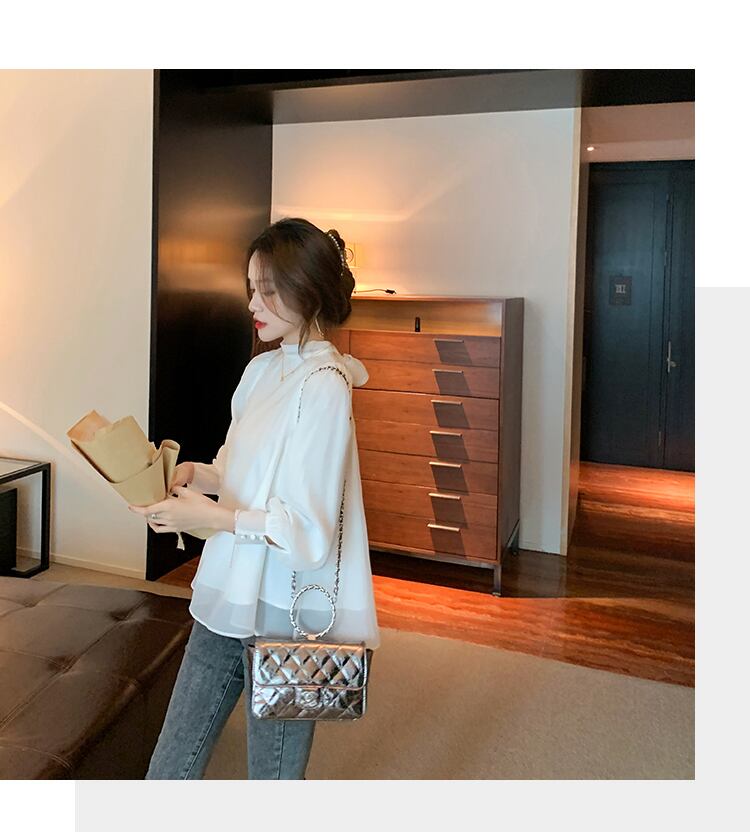 【tops】美人度アップ!ファッション韓国系スウィートシフォン長袖洋気シャツ G1480