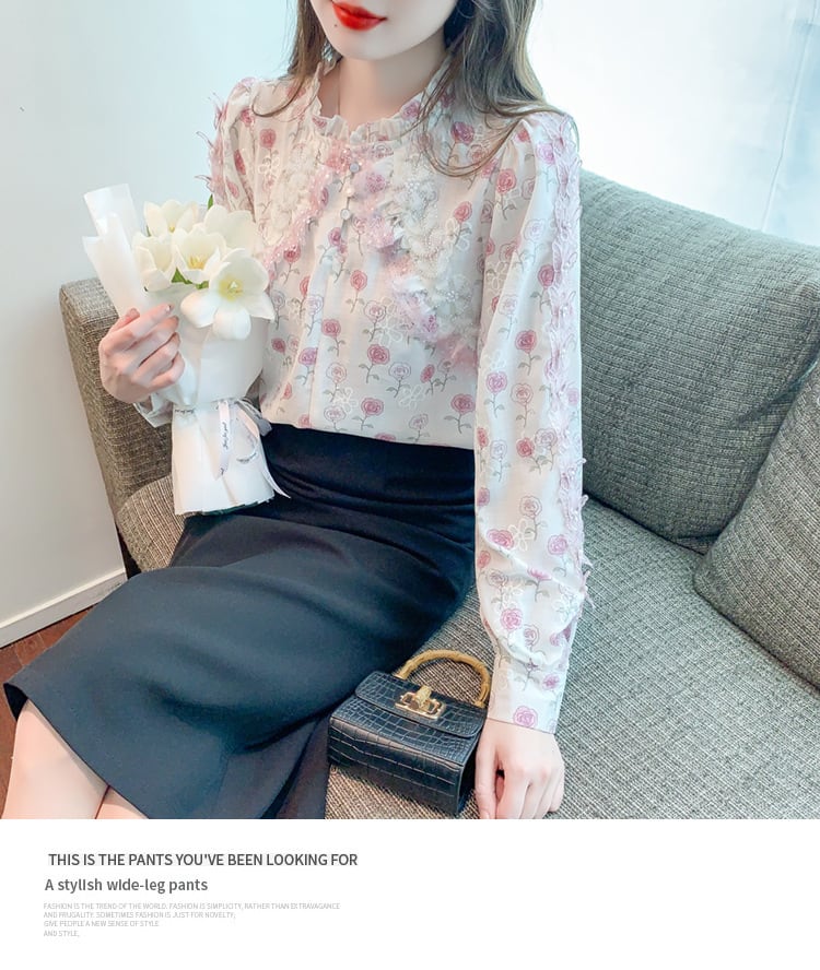 【tops】花柄シャツトップス　M28877
