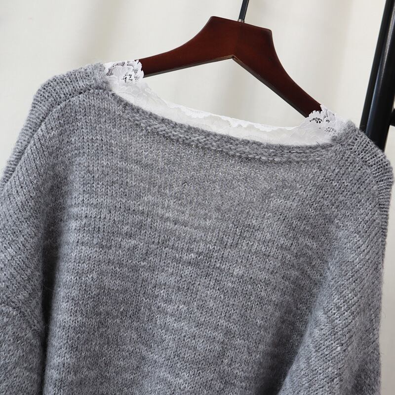 【tops】レース切り替えニットセーター　M27167