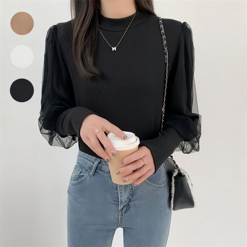 【tops】メッシュランタンスリーブTシャツG20261