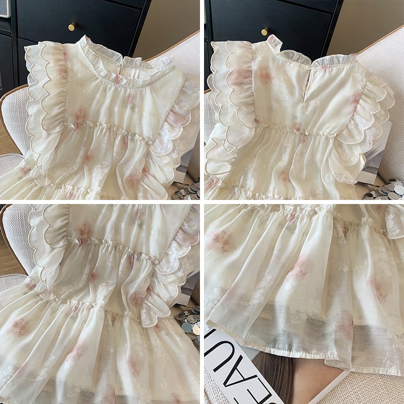 【tops】ギャザー花柄ブラウスF7505