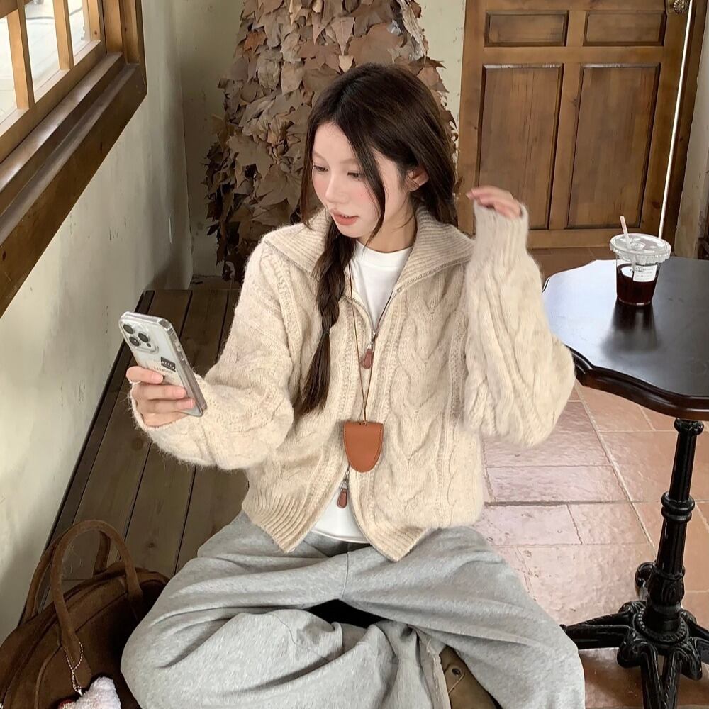 【outer】ファスナーニットカーデ　M28670