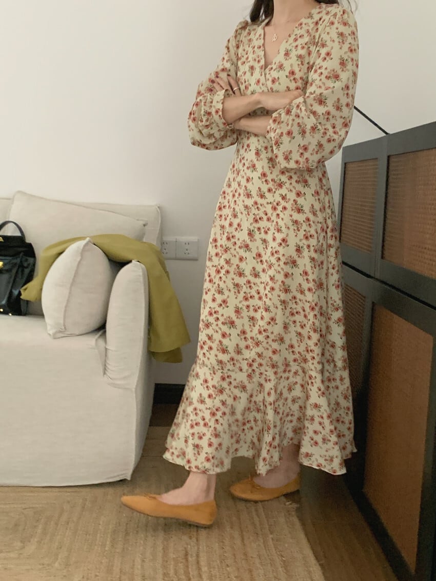 【dress】花柄ワンピース　M25690