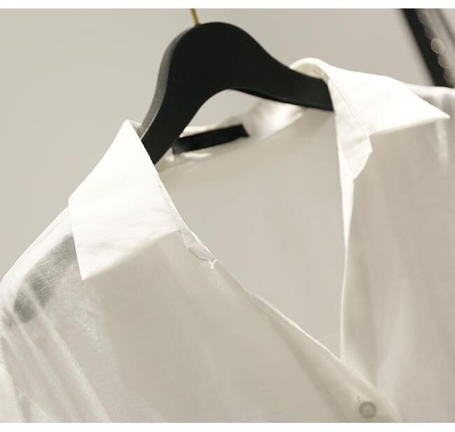 【tops】Vネック美人度アップ!韓国系夏ルーズスウィートフリルシフォンシャツ