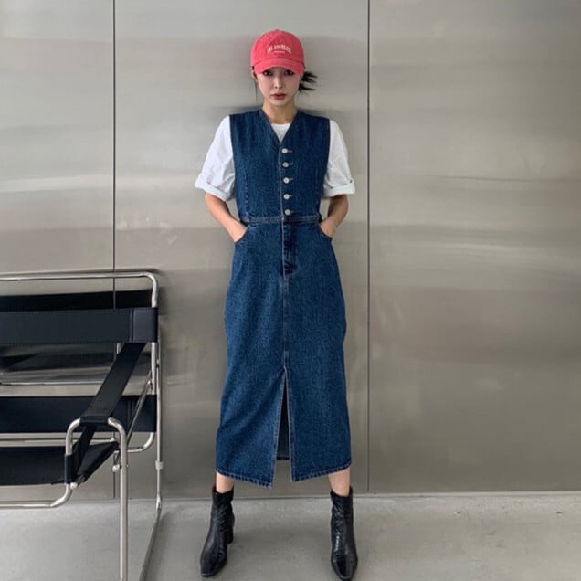 【dress】デニムベストワンピース　M23919