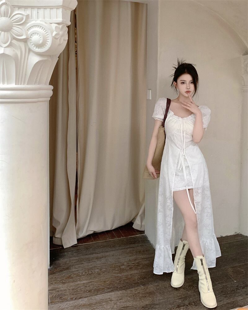 【dress】フリル スリットワンピース G20382