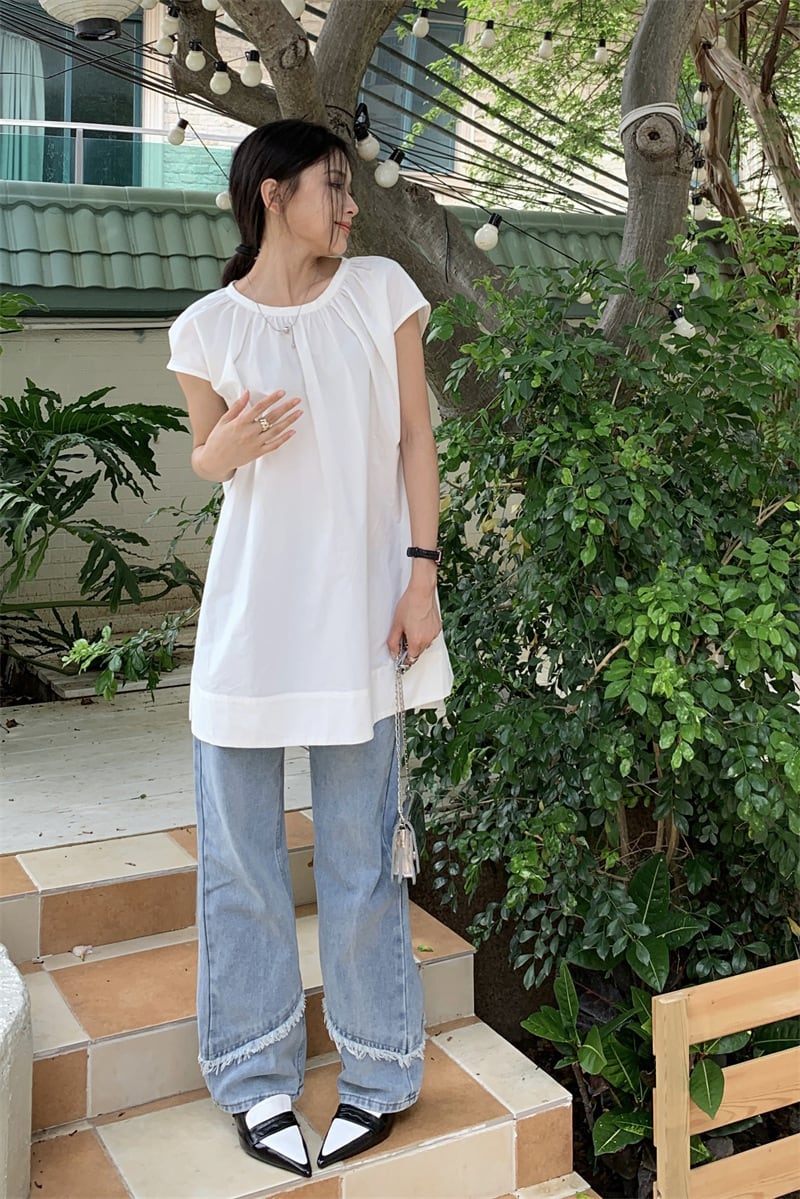 【tops】ノースリーブシャツトップス　M25114