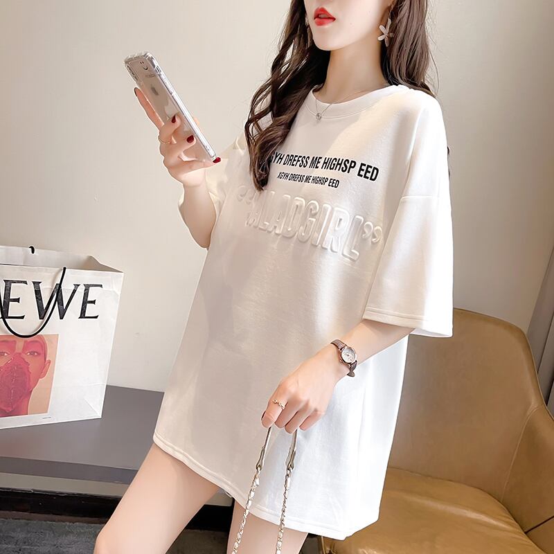 【tops】好感度満載！3色ラウンドネック半袖英字柄ファッションTシャツF0414