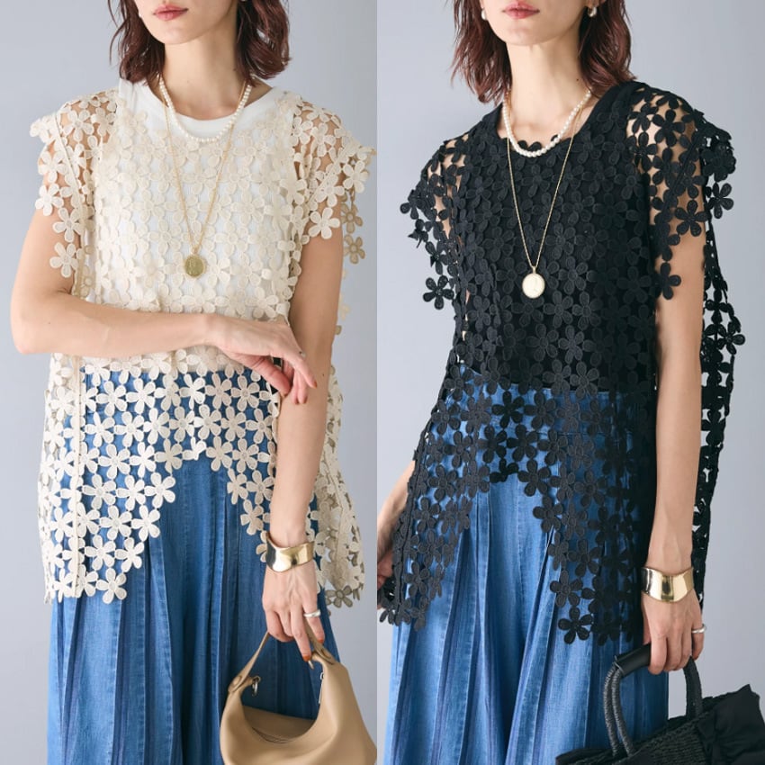 【tops】カットワークトップス　M24051