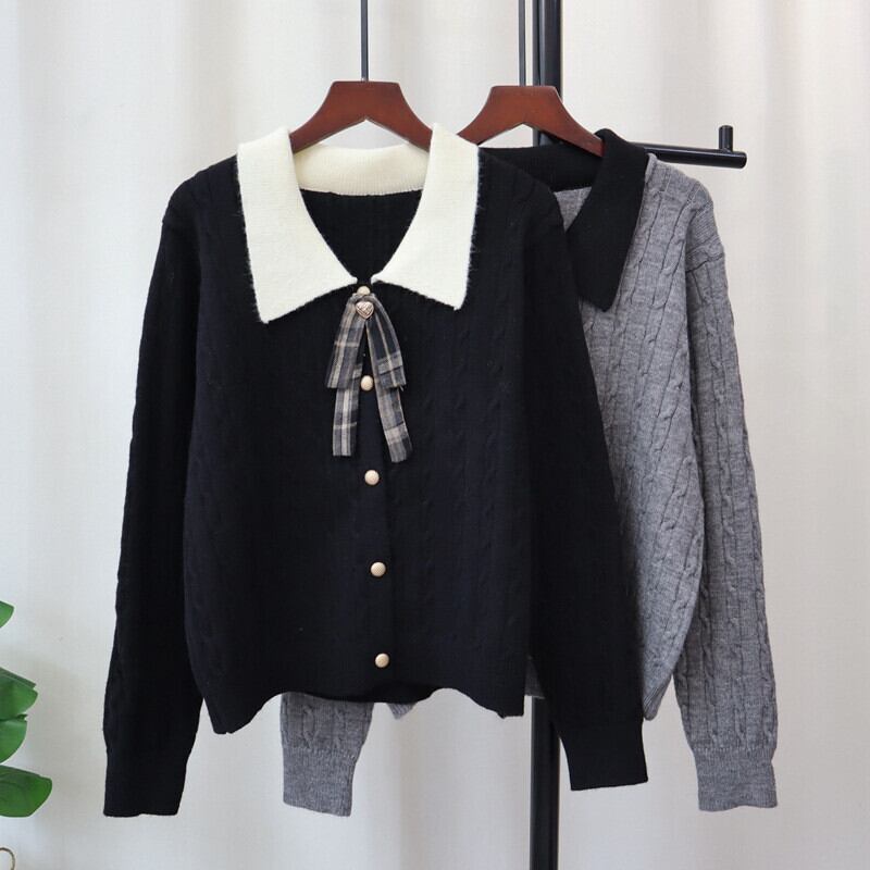 【tops】折り襟ニットセーター　M28584