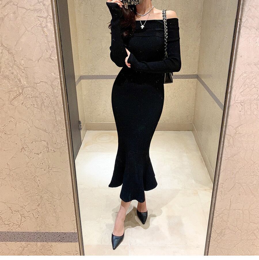 【dress】マーメイドニットワンピース　M18721
