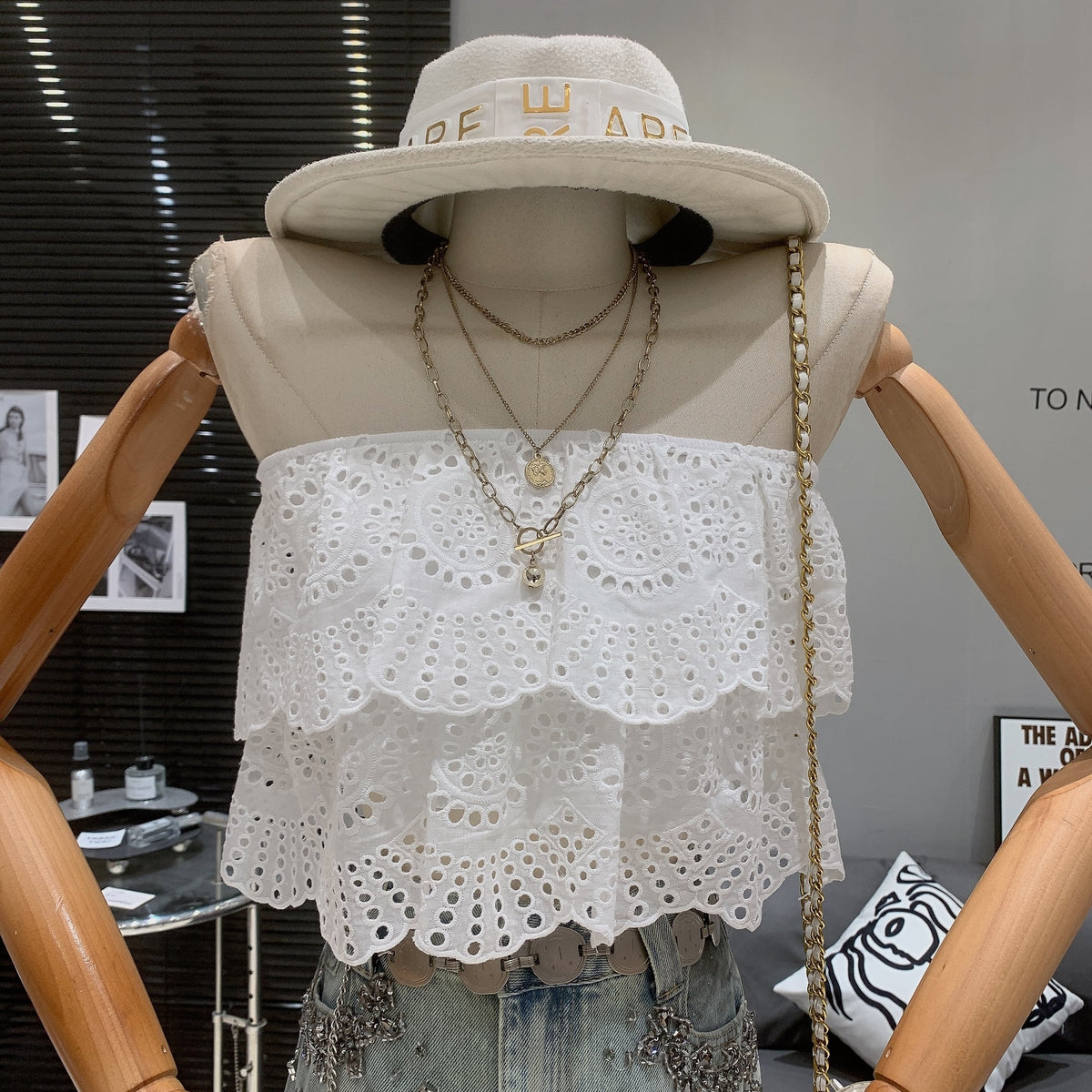 【tops】カットワークベアトップ　M25027