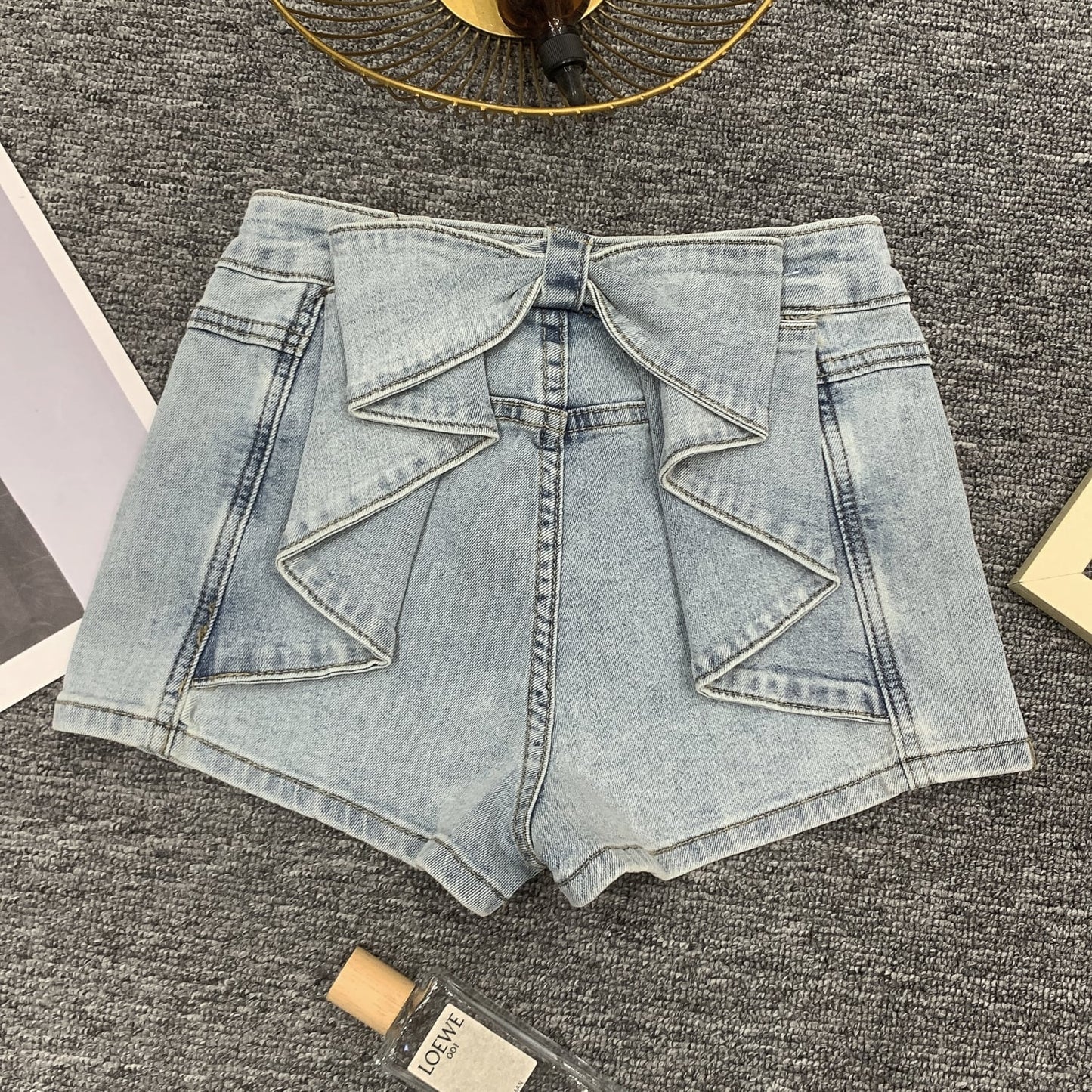 【bottoms】バックリボンデニムショートパンツ　M30724