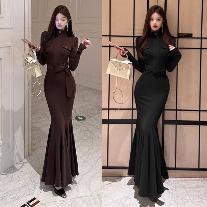 【dress】ロングマーメイドワンピース Q7604