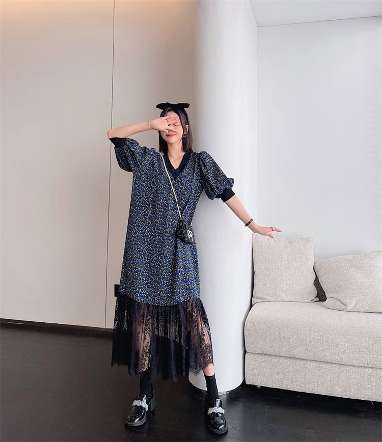 【dress】レース花柄ワンピース　M25158