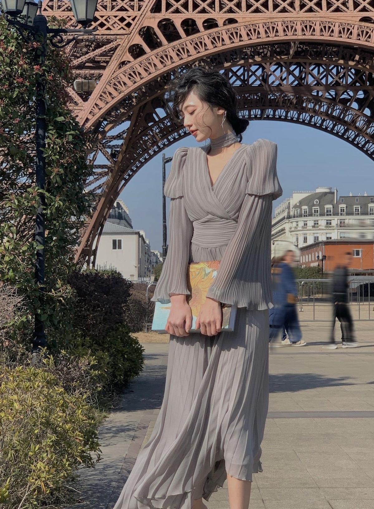 【dress】ベルスリーブプリーツワンピース　N3250