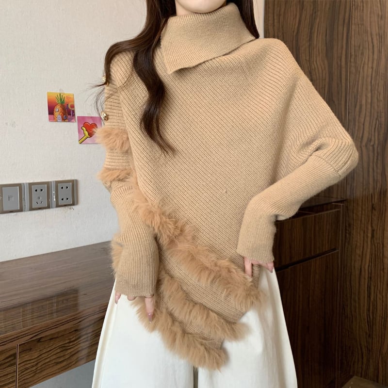 【tops】ファードッキングニットトップス Q7179