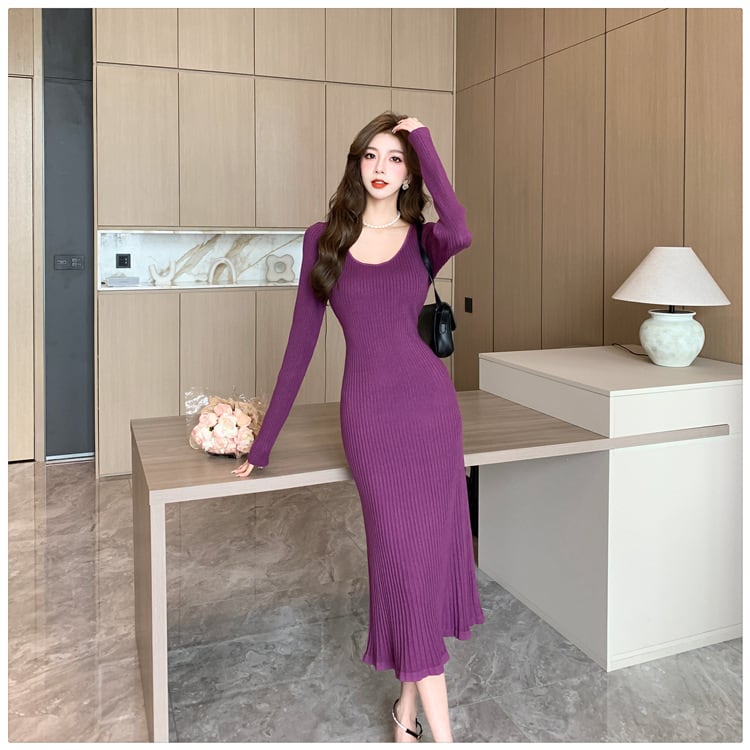 【dress】無地ニットワンピース　M18293