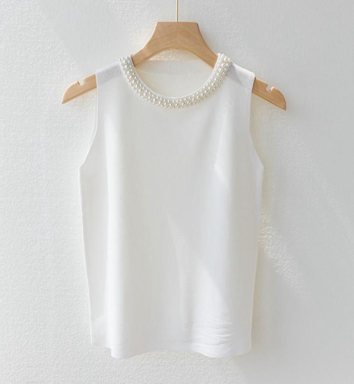 【tops】4色ビーズニットタンクトップF7405