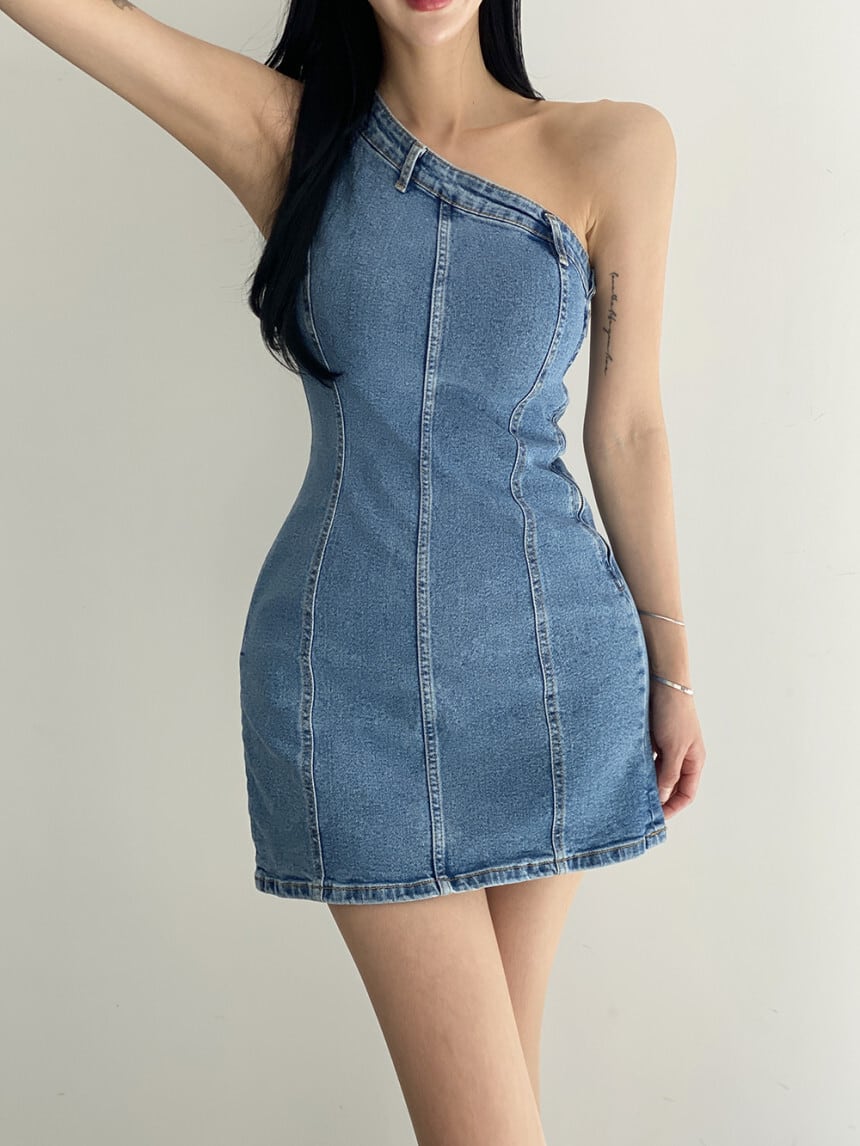 【dress】オフショルダーデニムワンピース　M25031