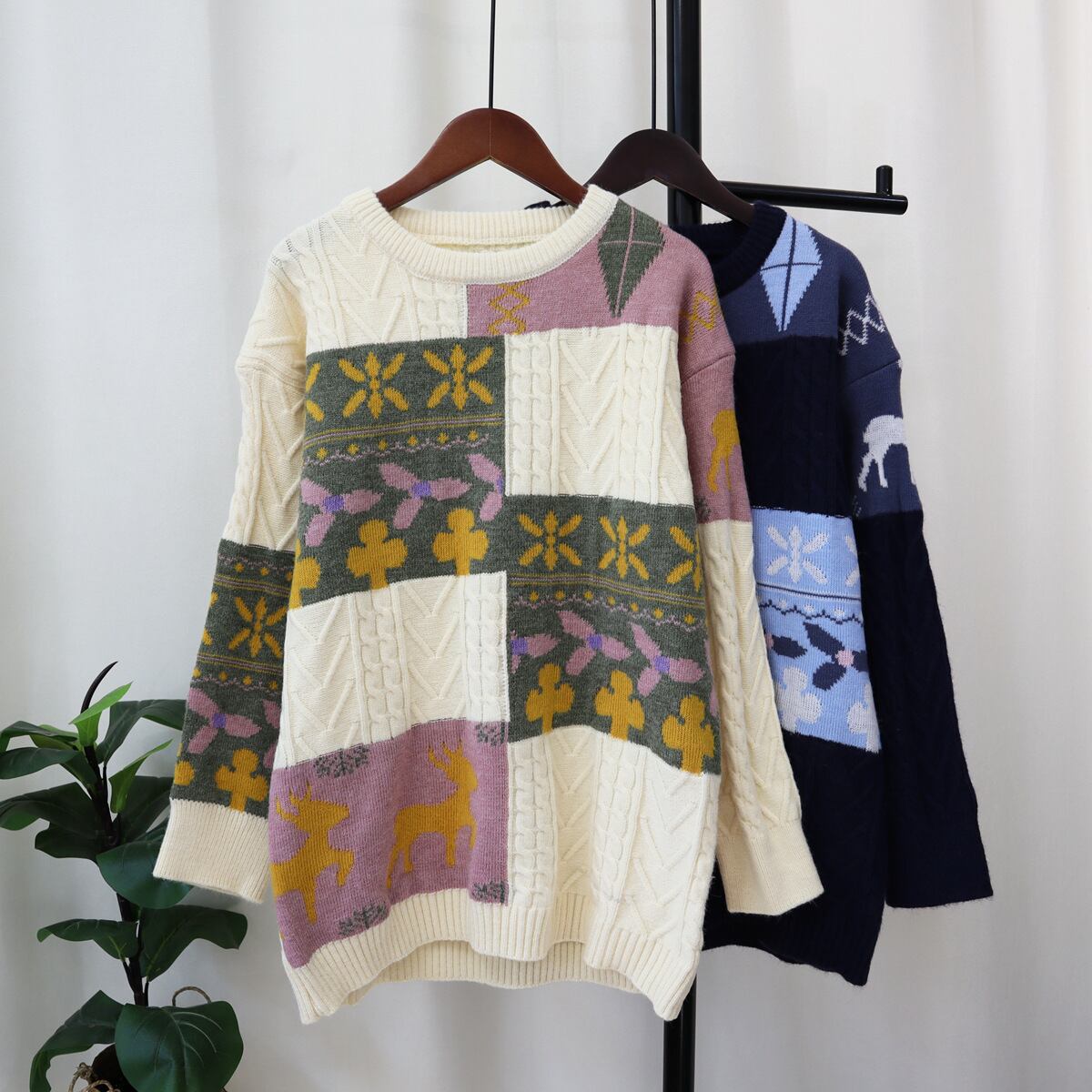 【tops】ドッキングニットセーター　M19099
