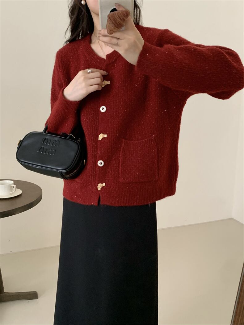 【outer】クルーネックニットカーデ　M25982