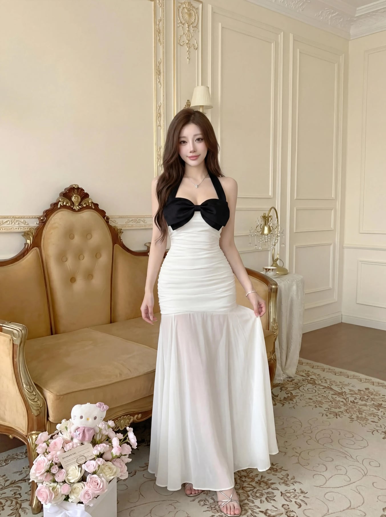 【dress】ホルターネックロングワンピース Q8478