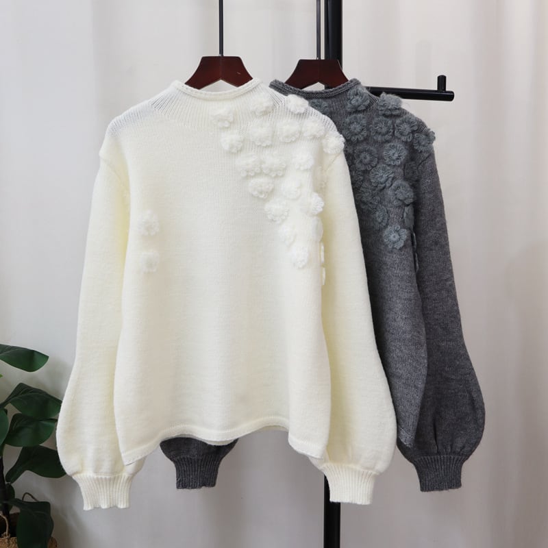 【tops】立体フラワーニットセーター　M28077