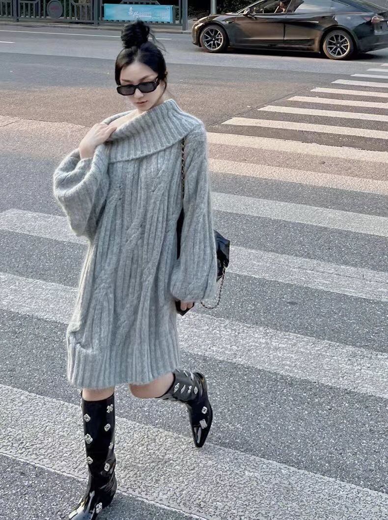 【dress】オフショルダーニットワンピース 　N2152