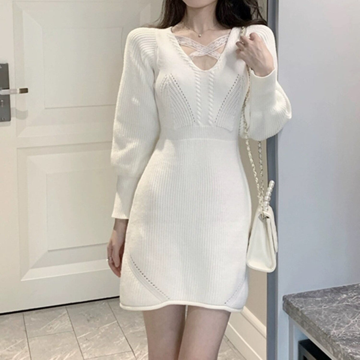 【dress】ニットミニワンピース 　N2265