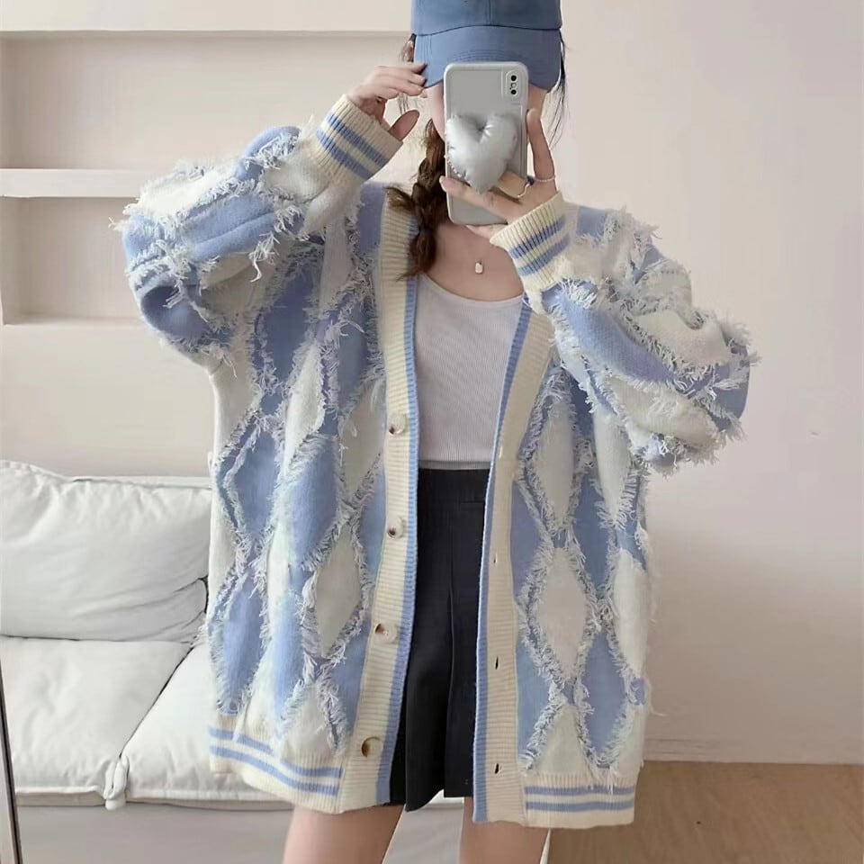 【outer】Vネックニットカーデ　M26055