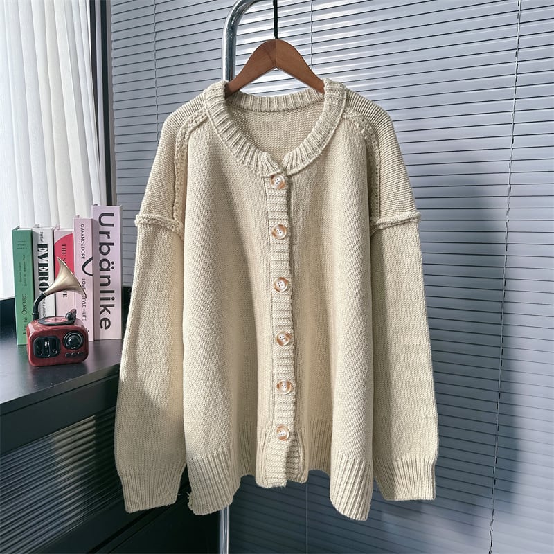 【outer】クルーネックニットカーデ　M25670