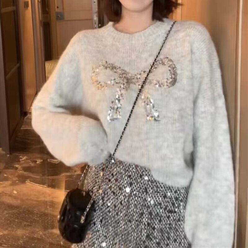 【tops】スパンコールニットセーター　M28738