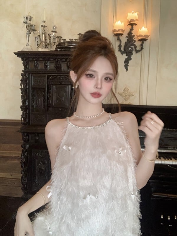 【dress】ビジューホルターネックワンピース　M24775