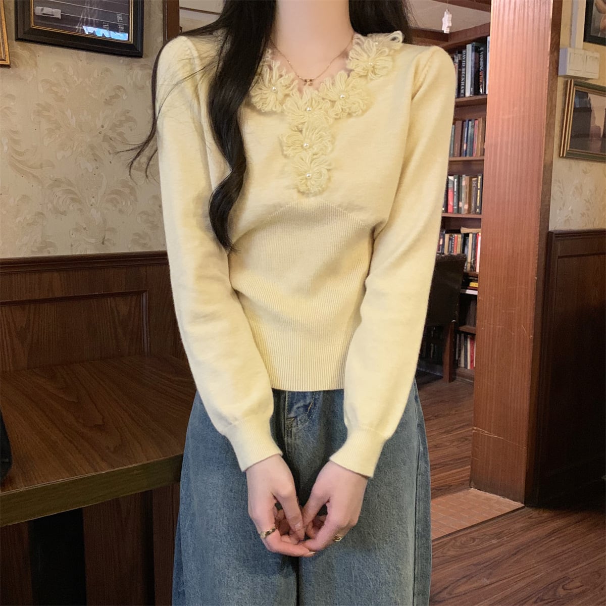 【tops】立体フラワーニットトップス　M28671