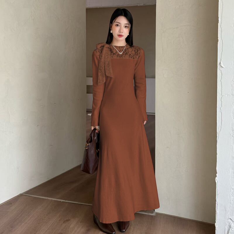 【dress】レースドッキングワンピース Q7052